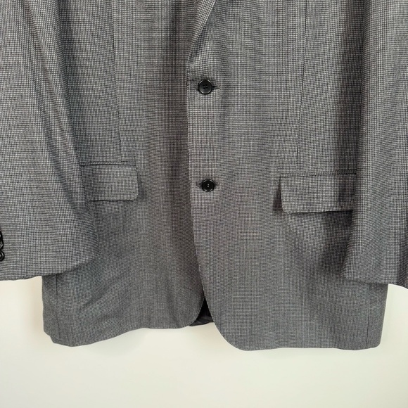 Canali 100% Wool Light and Dark Gray Micro Check Classic 2 Button Blazer Sz 46L - Picture 4 of 12